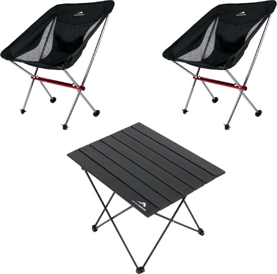 TS - Small Set - Kampeerset 2 stoelen + 1 tafel - Ultra lichtgewicht - Compact - Aluminium - Camping stoel tafel - Supersterk - Opvouwbaar - Inklapbaar - Visstoel – Vouwstoel – Strandstoel - Picknicktafel van T
