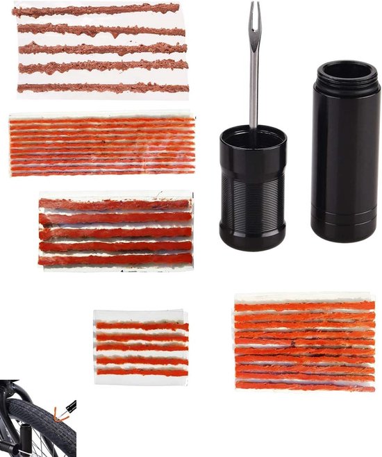 Tubeless Bandenreparatie - Lekke Band Kit - Fietsen Repareren - Snel en Zonder Lijm - Compact Formaat - Zwart