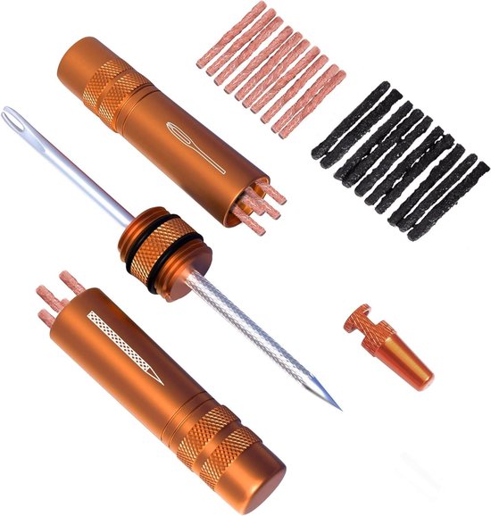 Tubeless Bandenreparatieset - Fietsband Reparatie - Lekke Banden Herstellen - Snelle Reparatie - 13.79 x 7.29 cm - Oranje van Merkloos