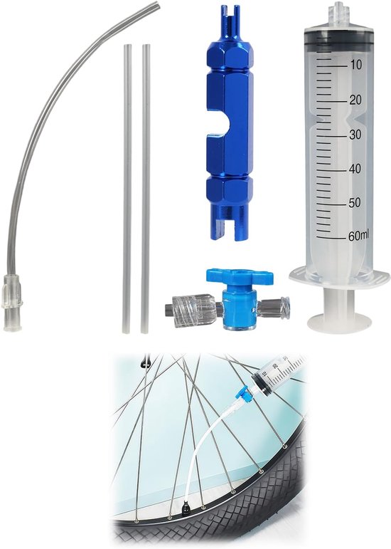 Tubeless Injector - Bandenvuller Spuit - Fietsband Reparatie - Directe Injectie Slang - 60 ml Inhoud van Merkloos