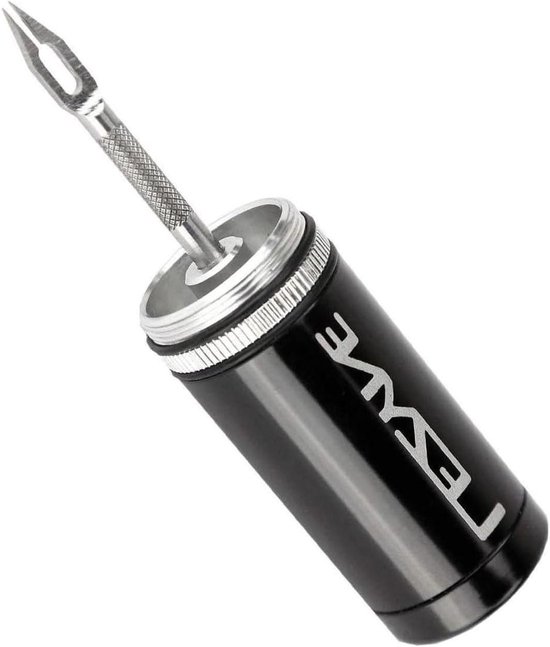 Tubeless Kit - Bandenreparatie - Fietsbanden Herstellen - Gecombineerde Rasp Naald - 5 Stoppers - Zwart