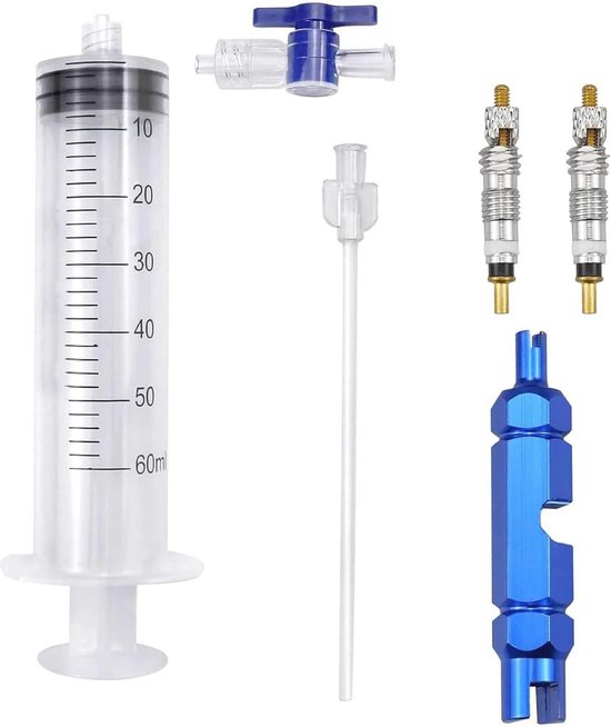Tubeless MTB-spuit voor eenvoudige bandenreparatie - 60 ml, Presta-ventielverwijderingsgereedschap van Merkloos