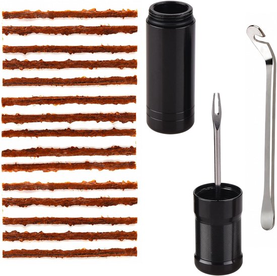 Tubeless Reparatieset - Fietsband Kit - Tubeless Banden - 16-Delige Set - 15 Strips - Zwart