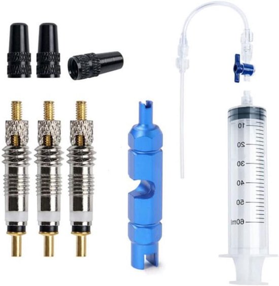 Tubeless Sealant Injector - Fietsband Reparatie Kit - Tubeless Banden Vullen - Directe Injectie Zonder Verstopping - 60mL - Blauw