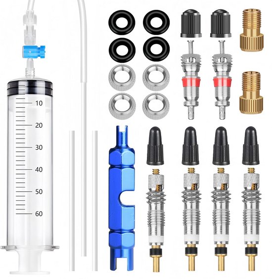 Tubeless Spuit Kit - Dichtmiddel Injector - Fietsband Reparatie - Met Ventielkern Verwijderaar - 60ml Inhoud van Merkloos