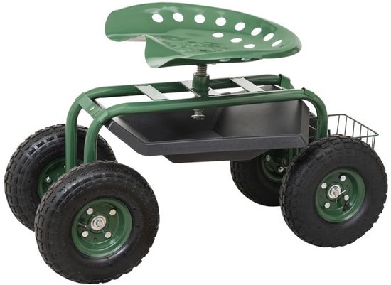 Tuin zitkar max 150 kg - luchtbanden - 360° draaibare zit - GARDENGEAR van Merkloos