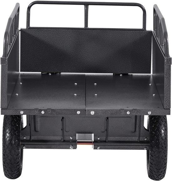 Tuinaanhanger, 280L & 227kg Laadvermogen, ATV/UTV-Transportkar, Te Trekken Stalen Kipper met 35 cm Banden, Handmatig Of met Voetpedaal Te Bedienen, Duurzame Tuinaanhanger voor Grasmaaiers en Tractoren van Merkloos