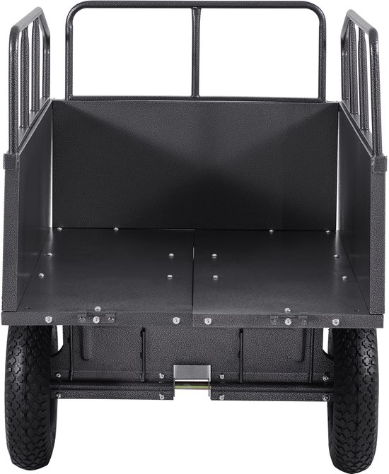 Tuinaanhanger, 480L & 272kg Laadvermogen, Te Trekken Stalen Kipper met 40 cm Banden, Handmatig Of met Voetpedaal Te Bedienen, Duurzame Tuinaanhanger voor Grasmaaiers en Tractoren van Merkloos