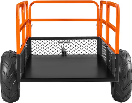 Tuinaanhanger, 620L Laadvermogen & 725kg, Te Trekken Stalen Kipper met Afneembaar Achterpaneel, Duurzame Tuinaanhanger voor Grasmaaiers, Tractoren en Tuinwerkzaamheden van Merkloos