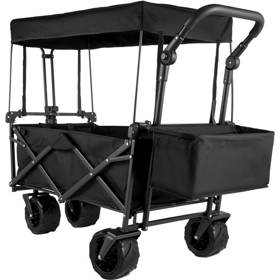 Tuinkar – Opvouwbare - met Dak - Boodschappen - Transport - Wagen - Strand - Bolder - All-Terrain Wielen - Zonbescherming - Heavy-duty - Draagbare - 100kg - Camouflage van Merkloos