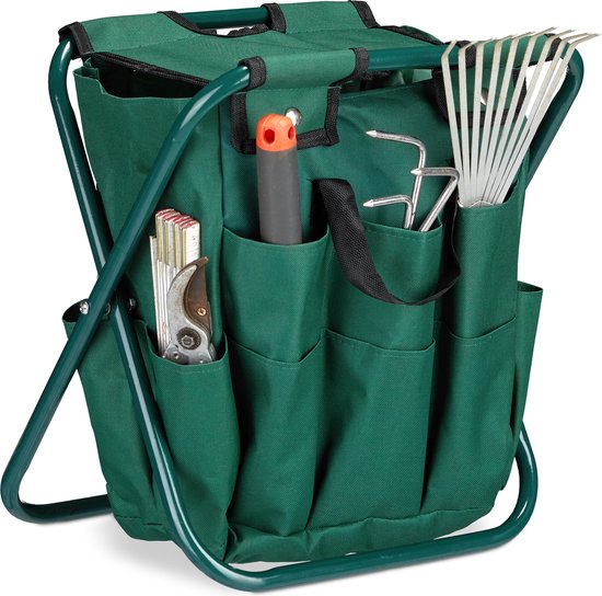 tuinkruk - opbergruimte tuingereedschap - opvouwbaar - 42 x 30 x 39 cm - groen