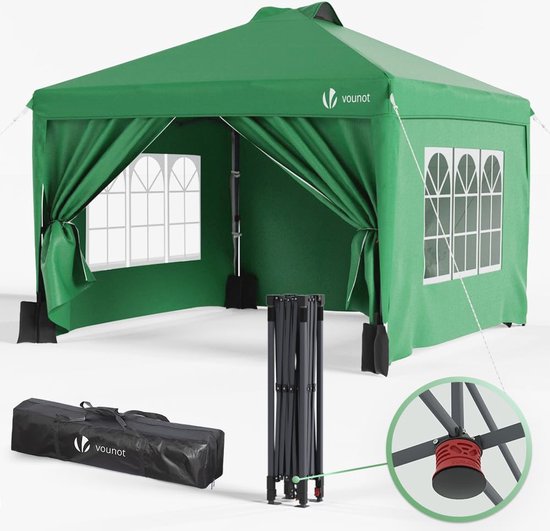 Tuinpaviljoen 3x3 m - Opvouwbaar Waterdicht en UV-Beschermend met Verstelbare Hoogte van T