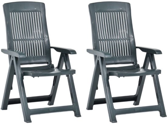 Tuinstoelen 2 st verstelbaar kunststof groen van Merkloos