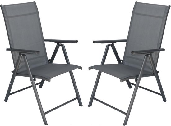 Tuinstoelen met 7 standen, set van 2 stuks grijs