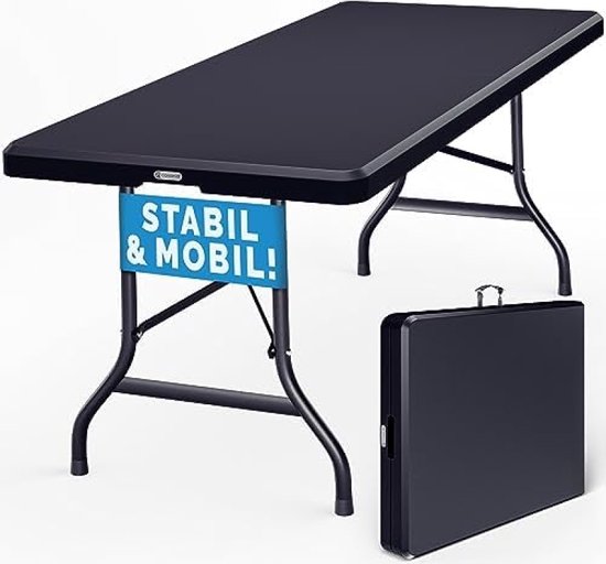 Tuintafel 183x76cm Inklapbaar Weerbestendig Kunststof 8 Personen Terras Camping Balkon Picknicktafel van T