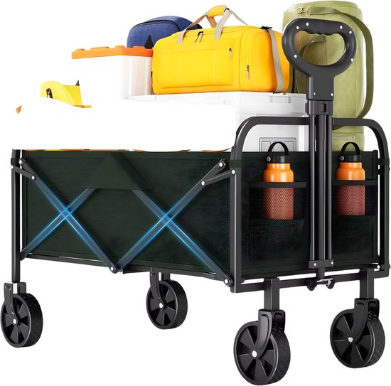 Tuinwagen - Bolderkar - Trolley - Handkar - Voor Camping, Strand & Boodschappen - Lichtgewicht - Groen van Merkloos