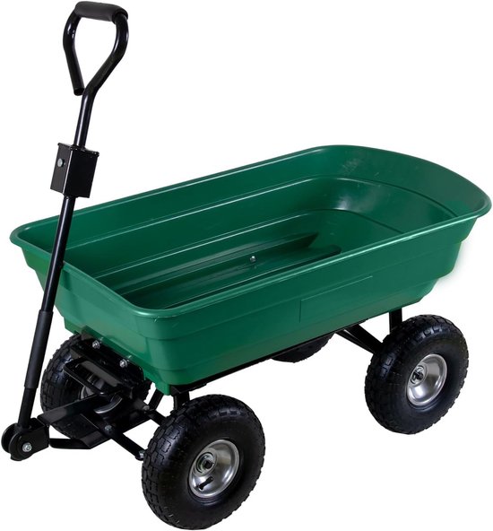 Tuinwagen met Kantelfunctie, 75 Liter Capaciteit, Belastbaar tot 300 kg, Handwagen voor Tuin en Transport van Merkloos