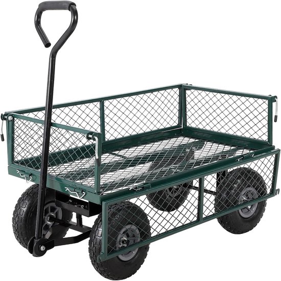 Tuinwagen - opvouwbaar - 150 kg - Tuinkar - Bolderwagen - Bolderkar Opvouwbaar - Groen van Merkloos