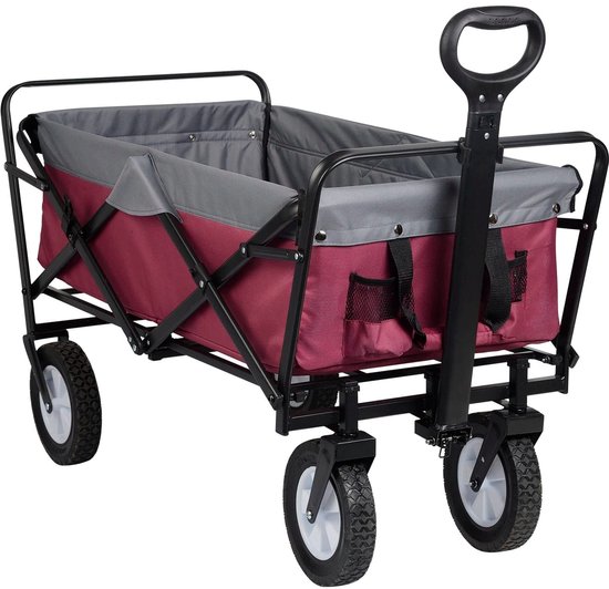 Tuinwagen - Tuinkar - Bolder - Transport - Strand - Heavy-duty - Plat- en - Hekwerkontwerp - 360° Draaibare Wielen - Voor Tuin - Erf - en Magazijn - Ergonomische Handgreep - Draagvermogen 80kg - Paars Grijs van Merkloos