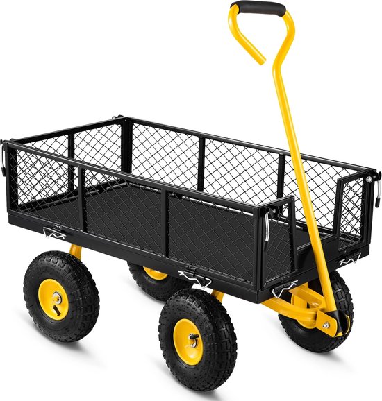 Tuinwagen - Tuinkar - Strandkar - Bolderkar - Transportkar - Gereedschapskar - Buitengebruik - 1200lbs - Heavy Duty Stalen - Afneembare Mesh Zijden - en Vlakke Laadruimte - Robuwe Tuinwagen - met Pneumatische Banden van Merkloos