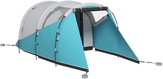 Tunneltent - Familietent 4-5 persoons - Kampeertent met aparte woon- en slaapgedeeltes - Blauw