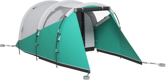 Tunneltent - Familietent 4-5 persoons - Kampeertent met aparte woon- en slaapgedeeltes - Groen van Merkloos