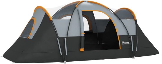 Tunneltent - Kampeertent - Familietent 5-6 persoons - Draagtas - lichtgrijs/zwart van Merkloos