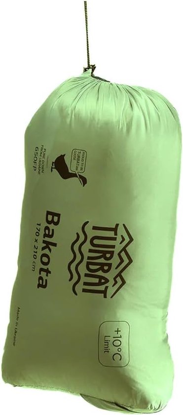 Turbat Blanket Sleeping Bag, Down Bakota, Outdoor, Green, 2-Person/1-Person, Rectangular, 2-Seasons, 10°C Comfort - ShopVlot van Turbat