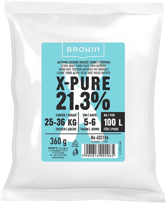 Turbo X-Pure - Gist - Hoog Alcoholpercentage 21,3% - 360g