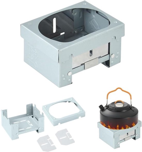 Twee draagbare, opvouwbare alcoholbranders, met een verdikte brander en oven voor vaste brandstof, perfect voor kamperen, wandelen, picknicken en barbecueën, compact formaat (verbeterde versie). van Merkloos