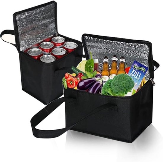 Twee geïsoleerde picknicktassen - koeltas lunch - Koeltas - koelrugzak - lunchtas - Stof - Zwart van Lifetastic