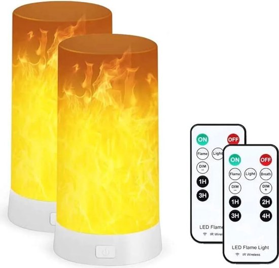 Twee sets LED-vlamlampen met afstandsbediening, USB-oplaadbaar, waterdicht, geschikt voor Kerstmis, Halloween, feesten, binnen- en buitengebruik.