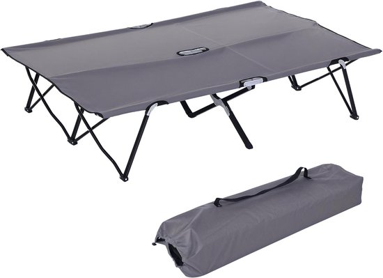 Tweepersoons Campingbed Opvouwbaar - XL Luchtbed voor Vakantie en Festivals - 193x125cm Grijs
