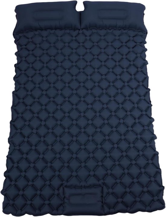 Tweepersoons slaapmat - Kampeermat kussen - Kamperen en reizen - Ingebouwde voetpomp - 190 cm lengte - Blauw