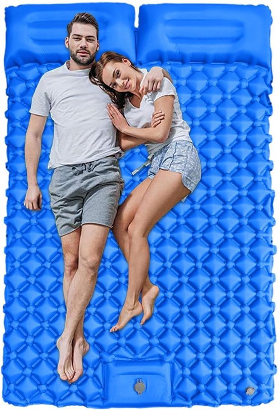 Tweepersoons Slaapmat - Luchtbed Camping - Buiten Reizen - Ingebouwde Voetpomp - 190x120x5cm - Blauw van Merkloos