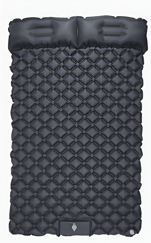 Tweepersoons slaapmatras - zelfopblazend, extra groot formaat - campingmatras - campingbed - opvouwbare logeermatras - opblaasmatras - tweepersoons - donkergrijs