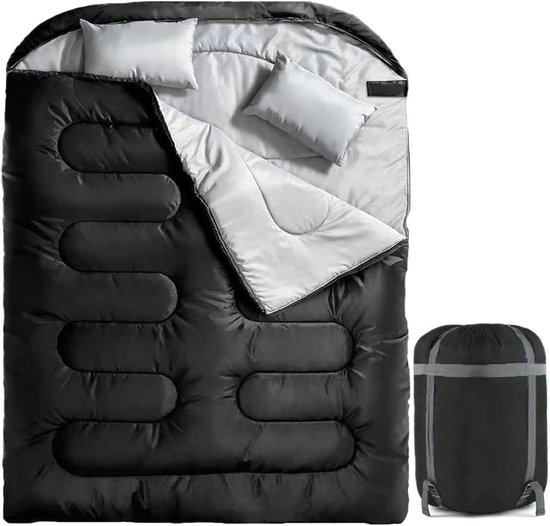 Tweepersoons Slaapzak - Outdoor Slaapzak - Kamperen en Reizen - Waterdicht en Winddicht - 150 x 220 cm - Zwart