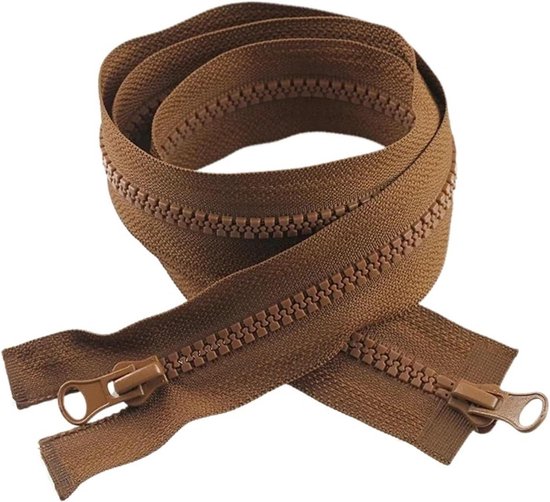 Tweewegrits Reparatiekit - Dubbele Schuifrits - Kleding Repareren - Open-End Hars - 100 cm - Bruin