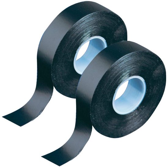 Twin Pack van zwarte zelfvermaarde waterdichte rubberen reparatieband, 19mm x 10m, 2 rollen