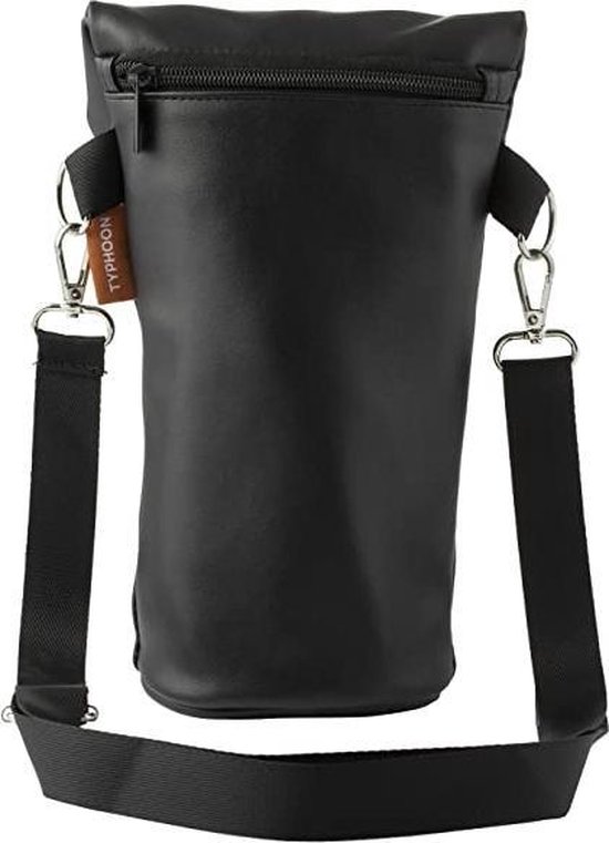 Typhoon pure koeltas voor fles uit vegan leer zwart van T