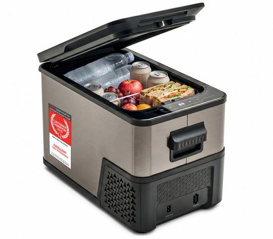 TZS First Austria Compressor Koelbox - 27L - Koelt tot -20°C - AC/DC 12V 24V 230V - Anti-Vingerafdruk Dark Steel - 3-Traps Accubeveiliging van TZS First Austria