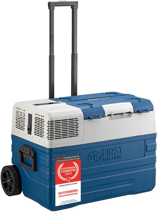 TZS First Austria Compressor koelbox, 52 l, -20 °C tot +20 °C, max/eco binnenverlichting, USB-aansluiting, trolleyfunctie en handgrepen van Merkloos