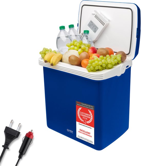 TZS First Austria Elektrische Koelbox - 32L - 12V en 230 volt - Frigobox -Koelen en Verwarmen - Blauw van TZS First Austria