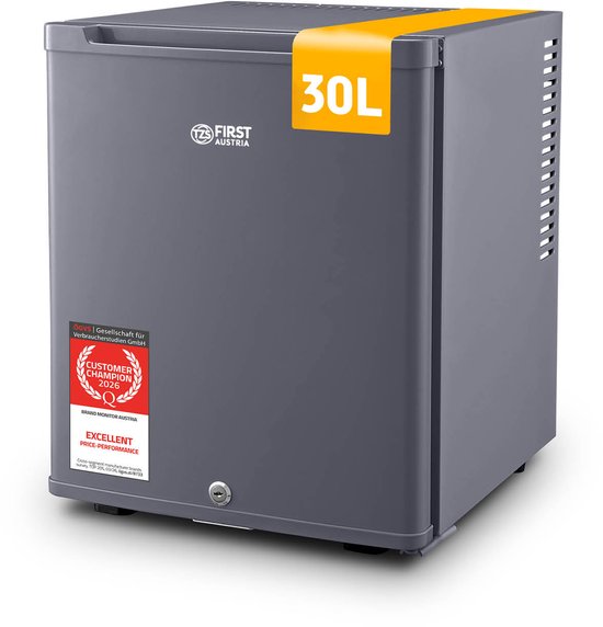 TZS First Austria Mini koelkast - Minibar - 30 liter - Vrijstaand - Volledig stil 22dB - Antraciet