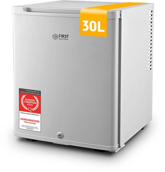 TZS First Austria Mini koelkast - Minibar - 30 liter - Vrijstaand - Volledig stil 22dB - Grijs