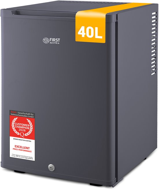 TZS First Austria Mini koelkast - Minibar - 40 liter - Vrijstaand - Volledig stil 22dB - Antraciet