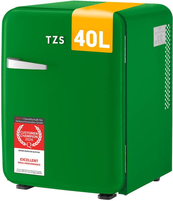 TZS First Austria Mini koelkast - Minibar - 40 liter - Vrijstaand - Volledig stil 22dB - Retro - Donkergroen