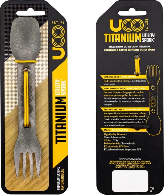 Uco Titanium Spork Ultimate - Mes Lepel & Vork in één Roestvrijstaal Lichtgewicht Outdoor Survival van UCO