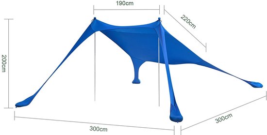 UFTA Strandtent 3M - Zonwering Camping Luifel Draagbaar - UPF50+ Windbestendig Zonnescherm - Ultralight Strandparasol - Blauw