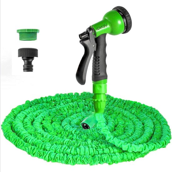 Uitbreidbare tuinslangpijp - 15m flexibele waterslang - 8 patronen sproeikop - lekvrij - zware slangen voor tuin - 3/4 inch 1/2 inch fittingen - 50 ft - groen van Xclusive producten